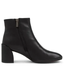 Hot Kamille Black Leather Ankle Boots Women Ankle Boots