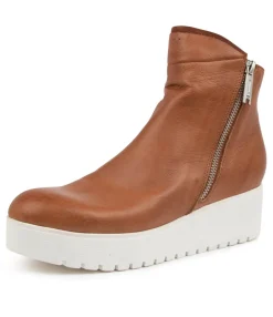 Online Karissa Cognac-White Sole Women Ankle Boots