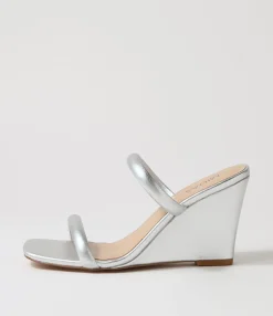 Best Kimi Silver Leather Slides Women Heels