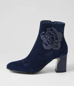 Cheap Krysha Navy Suede Patent Ankle Boots Women Ankle Boots