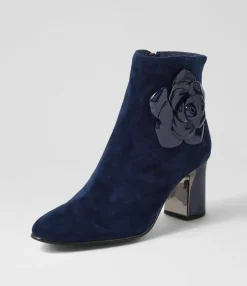 Cheap Krysha Navy Suede Patent Ankle Boots Women Ankle Boots