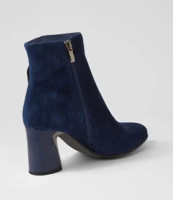Cheap Krysha Navy Suede Patent Ankle Boots Women Ankle Boots