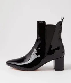 Best Sale Larlet Black Patent Leather Chelsea Boots Women Ankle Boots