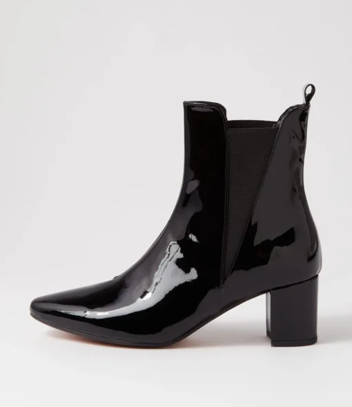 Best Sale Larlet Black Patent Leather Chelsea Boots Women Ankle Boots