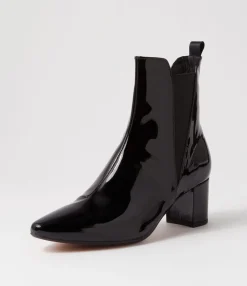 Best Sale Larlet Black Patent Leather Chelsea Boots Women Ankle Boots