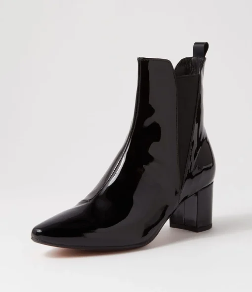 Best Sale Larlet Black Patent Leather Chelsea Boots Women Ankle Boots