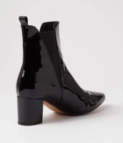 Best Sale Larlet Black Patent Leather Chelsea Boots Women Ankle Boots