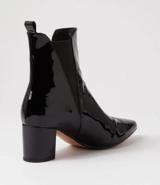Best Sale Larlet Black Patent Leather Chelsea Boots Women Ankle Boots