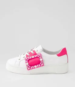 Hot Loredana White Hot Pink Leather Sneakers Women Sneakers