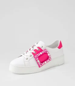 Hot Loredana White Hot Pink Leather Sneakers Women Sneakers
