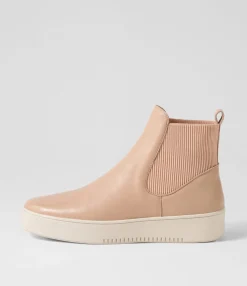 Cheap Ludley Dark Nude Leather Elastic Chelsea Boots Women Ankle Boots