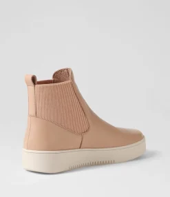Cheap Ludley Dark Nude Leather Elastic Chelsea Boots Women Ankle Boots