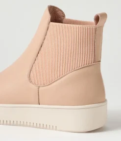 Cheap Ludley Dark Nude Leather Elastic Chelsea Boots Women Ankle Boots