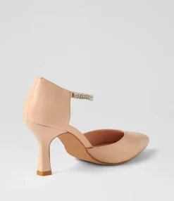 Cheap Luxie Dark Nude Silver Leather Jewels Heels Women Heels
