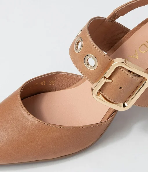 Cheap Maddox Tan Leather Heels Women Heels