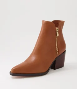 Store Majory Cognac Leather Ankle Boots Women Ankle Boots