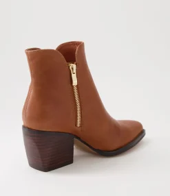 Store Majory Cognac Leather Ankle Boots Women Ankle Boots