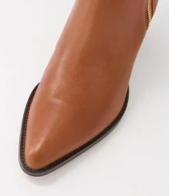 Store Majory Cognac Leather Ankle Boots Women Ankle Boots