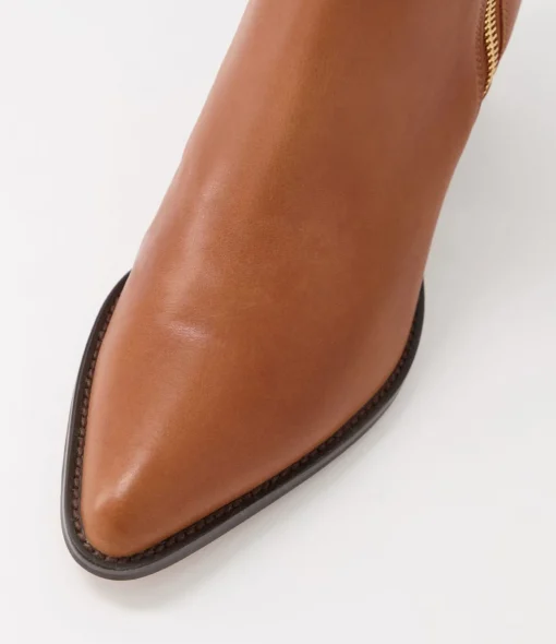 Store Majory Cognac Leather Ankle Boots Women Ankle Boots