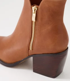 Store Majory Cognac Leather Ankle Boots Women Ankle Boots