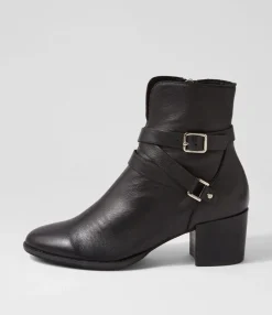 New Malven Black Leather Ankle Boots Women Ankle Boots
