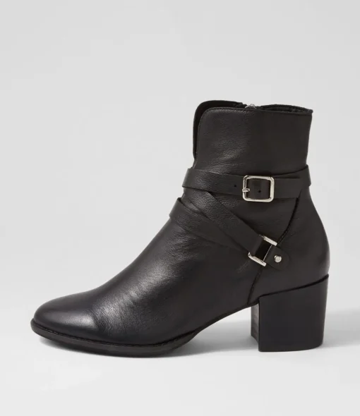 New Malven Black Leather Ankle Boots Women Ankle Boots
