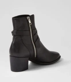 New Malven Black Leather Ankle Boots Women Ankle Boots