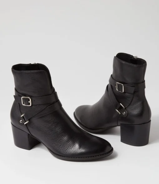 New Malven Black Leather Ankle Boots Women Ankle Boots