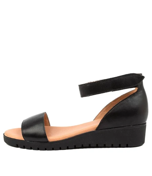 Clearance Mikalea Black Leather Women Sandals