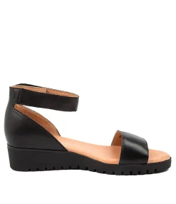 Clearance Mikalea Black Leather Women Sandals