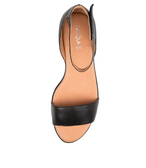 Clearance Mikalea Black Leather Women Sandals