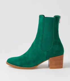 Fashion Mikali Dark Emerald Suede Chelsea Boots Women Ankle Boots
