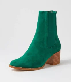 Fashion Mikali Dark Emerald Suede Chelsea Boots Women Ankle Boots