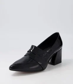 New Millsy Black Patent Leather Heels Women Loafers