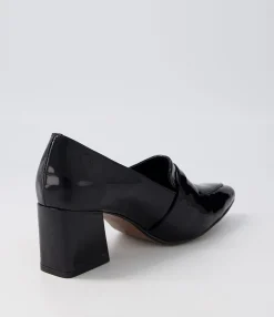 New Millsy Black Patent Leather Heels Women Loafers