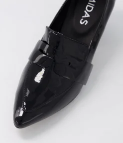 New Millsy Black Patent Leather Heels Women Loafers