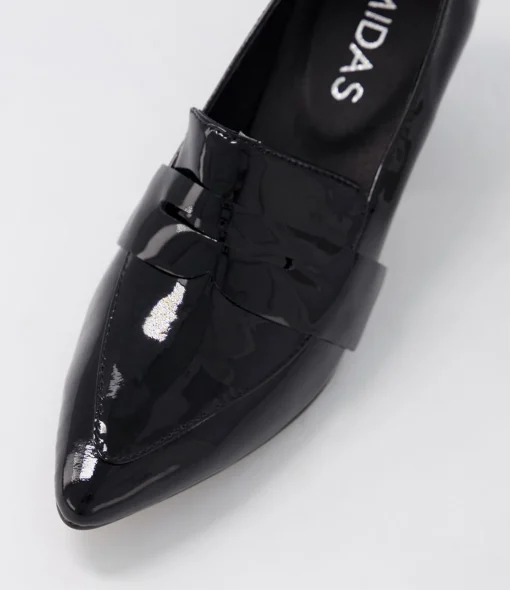 New Millsy Black Patent Leather Heels Women Loafers