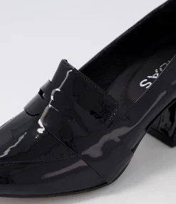 New Millsy Black Patent Leather Heels Women Loafers