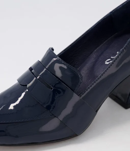 Best Millsy Navy Patent Leather Heels Women Loafers