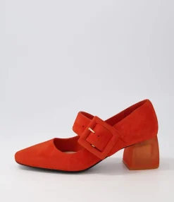 Discount Milsen Orange Suede Heels Women Heels