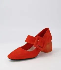 Discount Milsen Orange Suede Heels Women Heels