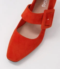 Discount Milsen Orange Suede Heels Women Heels