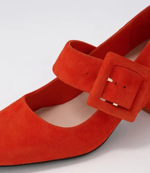 Discount Milsen Orange Suede Heels Women Heels