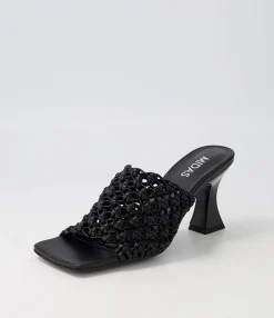 Fashion Mimmi Black Weave Sandals Women Heels