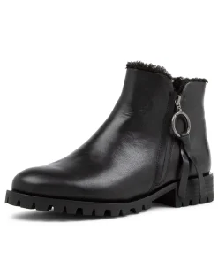 New Modest Black Leather Fur Ankle Boots Women Ankle Boots