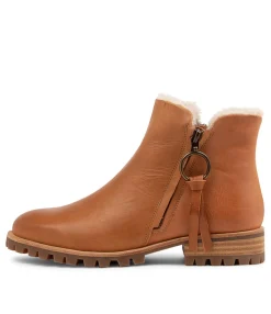Hot Modest Tan Natural Rugged Leather Fur Ankle Boots Women Ankle Boots