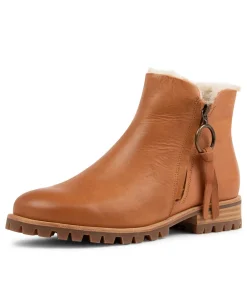 Hot Modest Tan Natural Rugged Leather Fur Ankle Boots Women Ankle Boots