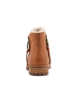 Hot Modest Tan Natural Rugged Leather Fur Ankle Boots Women Ankle Boots
