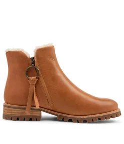 Hot Modest Tan Natural Rugged Leather Fur Ankle Boots Women Ankle Boots