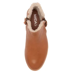 Hot Modest Tan Natural Rugged Leather Fur Ankle Boots Women Ankle Boots
